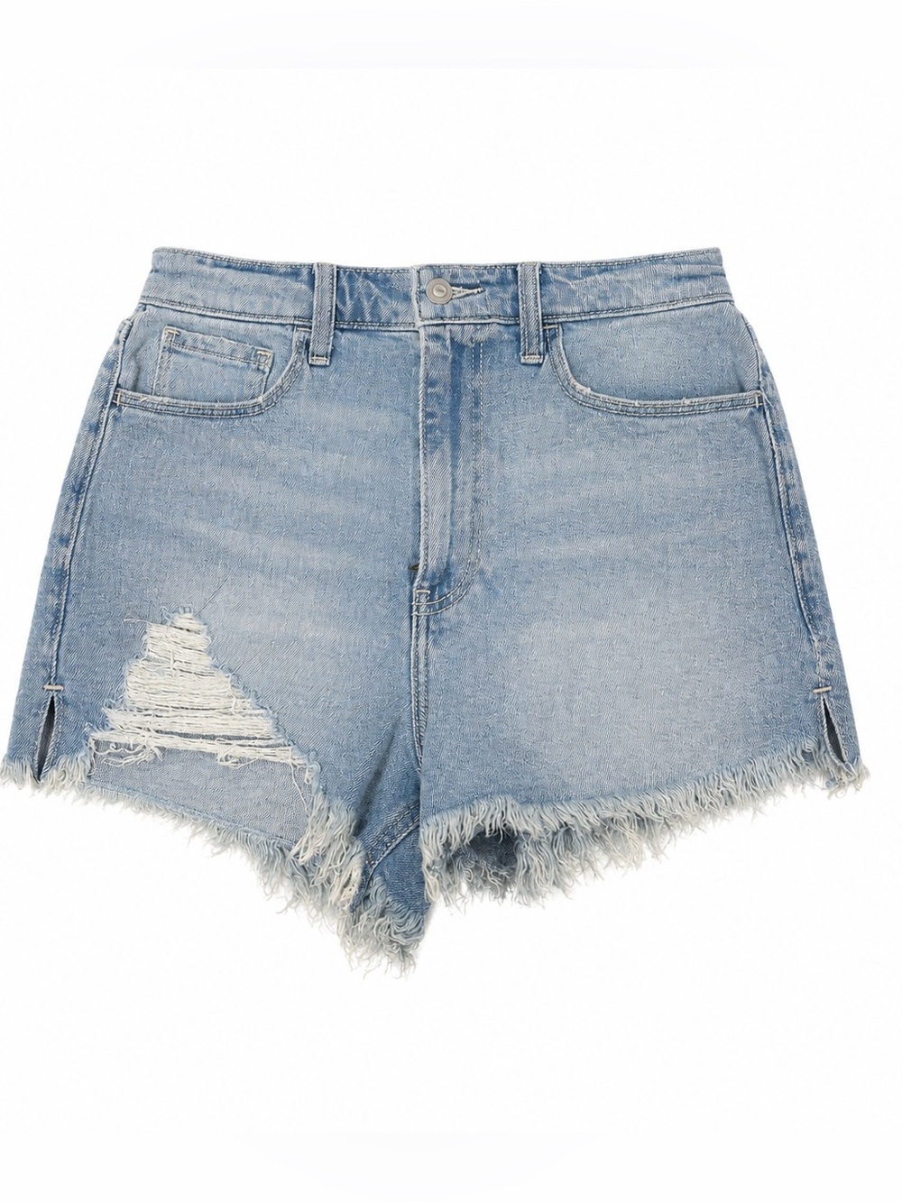 Hollister Ultra High-Rise Mom Shorts Size 5 W27 Light Wash Distressed Denim